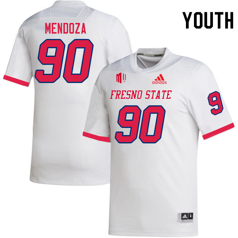 Youth #90 Dupre Mendoza Fresno State Bulldogs College Football Jerseys Stitched Sale-White - Click Image to Close